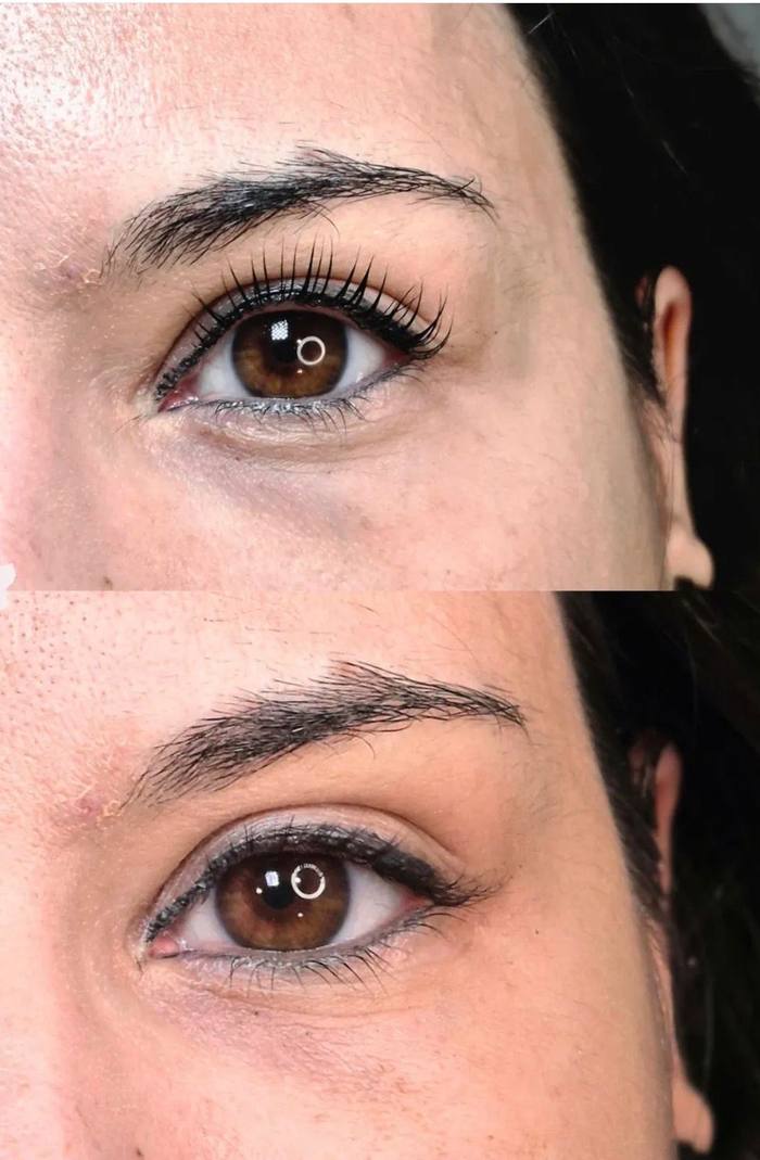 Antes y después laminado de cejas